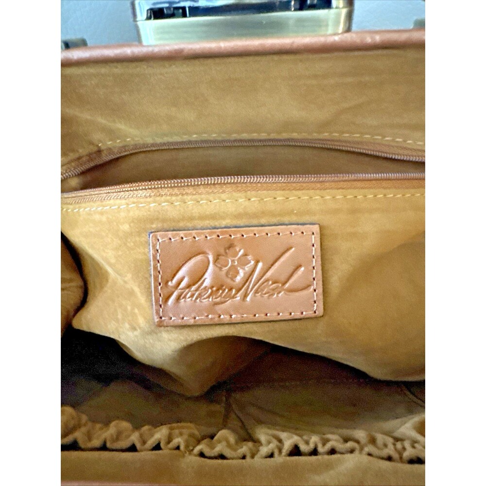 Patricia Nash Leather Gracchi Frame Satchel Bag Brown Top Handle Y2K - Picture 12 of 15